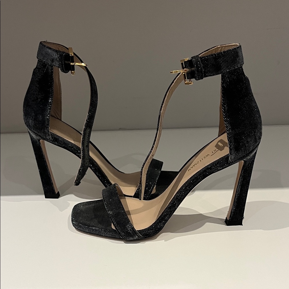 Stuart Weitzman Shimmering Black Heels